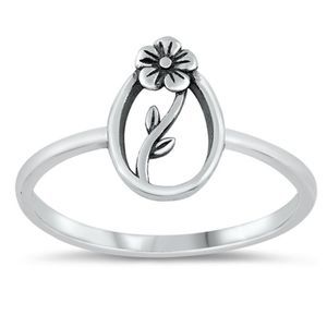 Sterling Silver Flower Band Ring